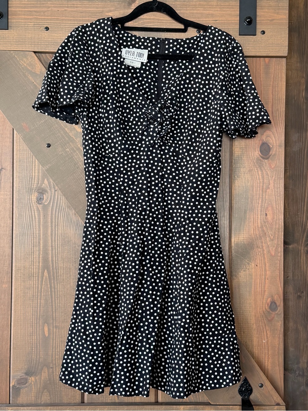 Byer Too! California Black Polka Dot Tie-Front Dress
